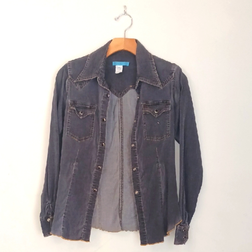 Anna Huling Black Denim Western Shirt